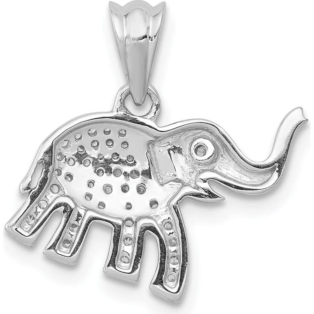 14K White Gold Diamond Elephant Pendant - 1/6 Carat Total Diamond Weight by Monteluci Fine Jewelry
