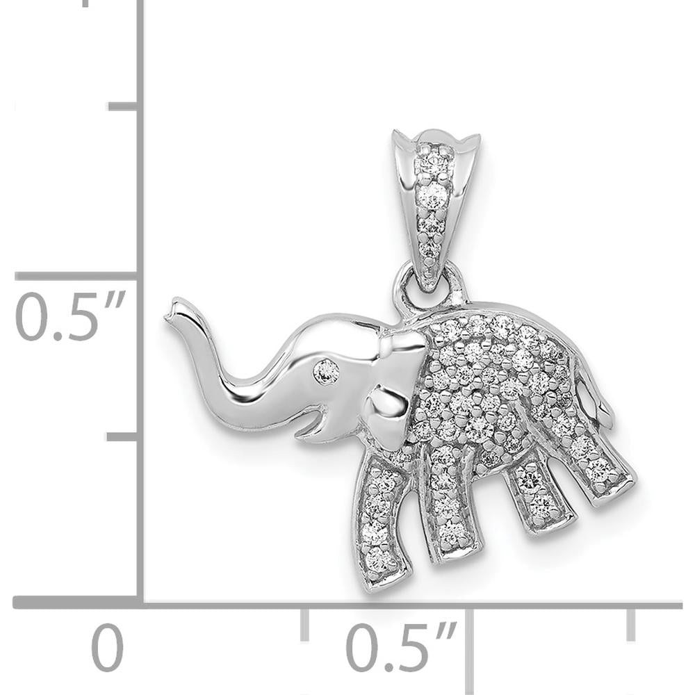 14K White Gold Diamond Elephant Pendant - 1/6 Carat Total Diamond Weight by Monteluci Fine Jewelry