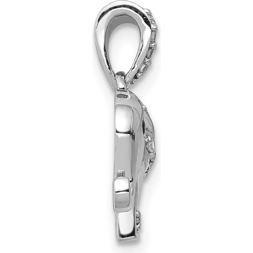 14K White Gold Diamond Elephant Pendant with Black Diamond Eye - 1/10 Carat Total Diamond Weight by Monteluci Fine Jewelry