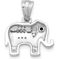 14K White Gold Diamond Elephant Pendant with Black Diamond Eye - 1/10 Carat Total Diamond Weight by Monteluci Fine Jewelry
