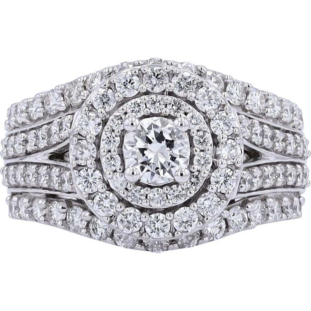 14K White Gold Diamond Engagement Ring with 2.00 Carat Total Diamond Weight - 3/8 Carat Center Stone