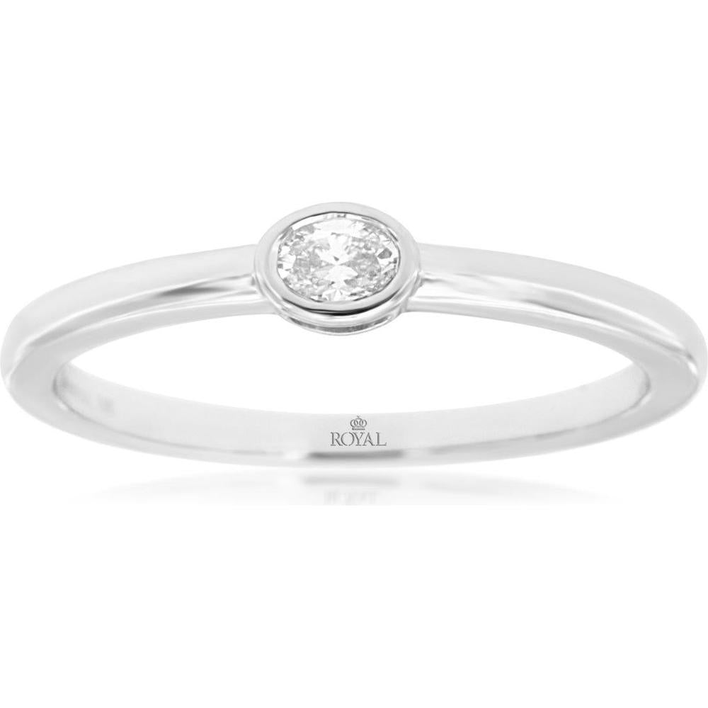 14K White Gold Diamond Engagement Ring with Round Brilliant-Cut Diamond - 0.10 Carats Total Diamond Weight
