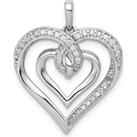 14K White Gold Diamond Entwined Heart Pendant - 1/6 Carat Total Diamond Weight by Monteluci Fine Jewelry