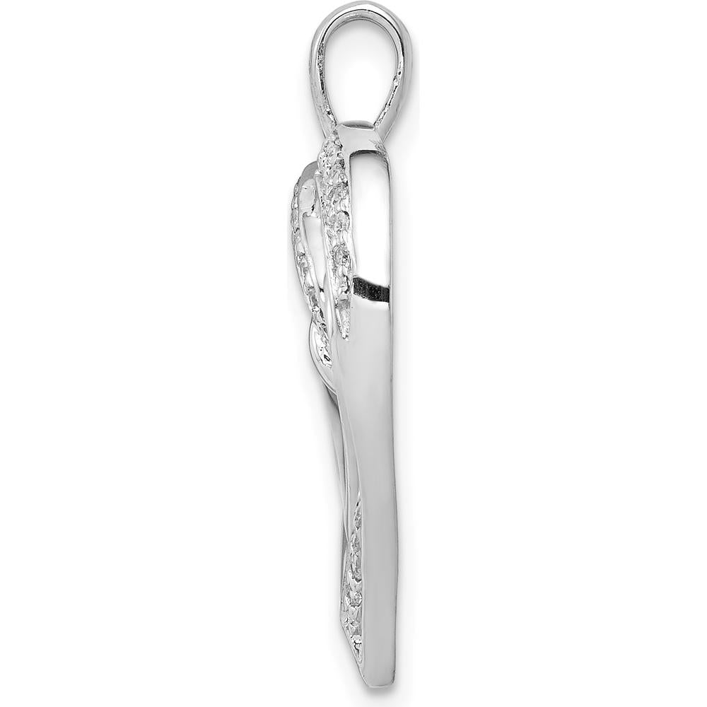 14K White Gold Diamond Entwined Heart Pendant - 1/6 Carat Total Diamond Weight by Monteluci Fine Jewelry