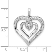 14K White Gold Diamond Entwined Heart Pendant - 1/6 Carat Total Diamond Weight by Monteluci Fine Jewelry