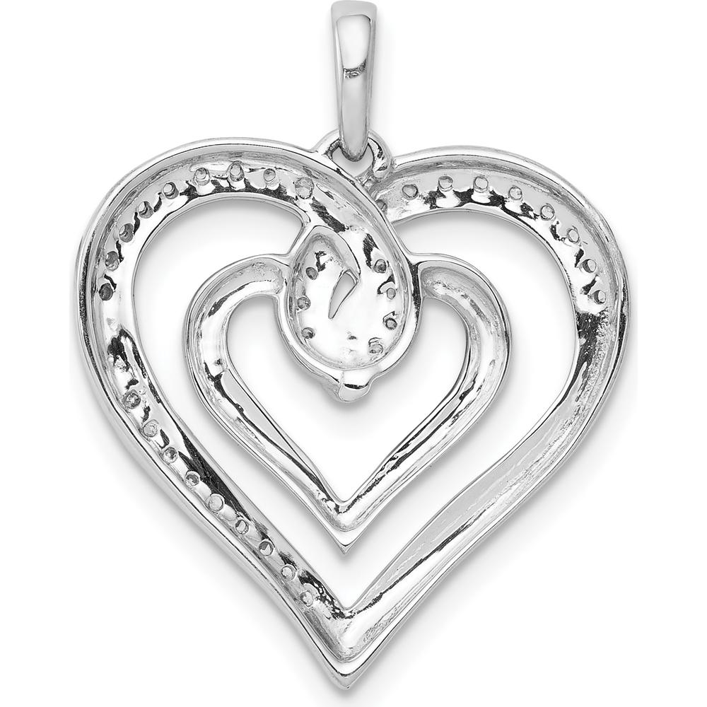 14K White Gold Diamond Entwined Heart Pendant - 1/6 Carat Total Diamond Weight by Monteluci Fine Jewelry