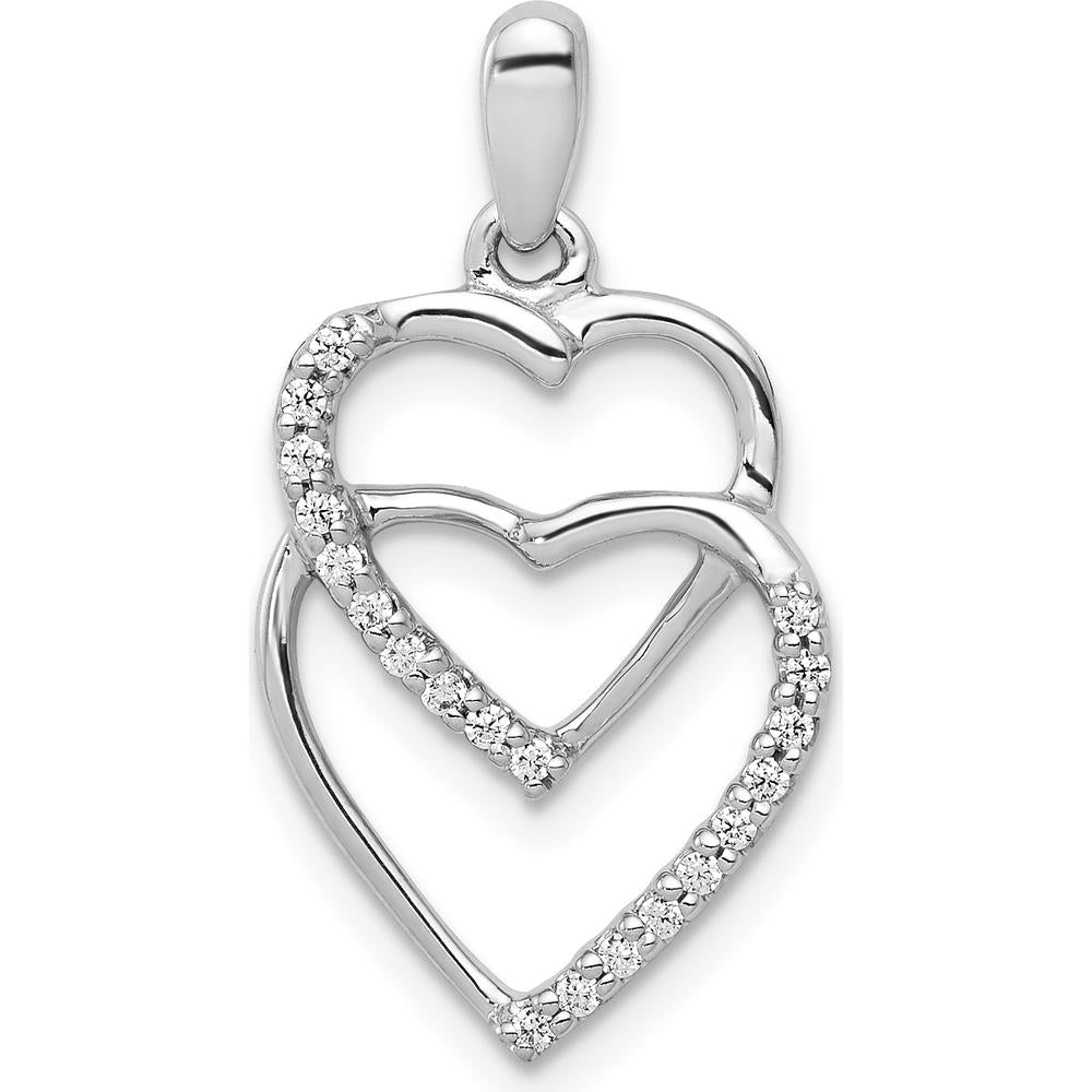 14K White Gold Diamond Entwined Hearts Pendant - 0.10 Carat Total Diamond Weight by Monteluci Fine Jewelry