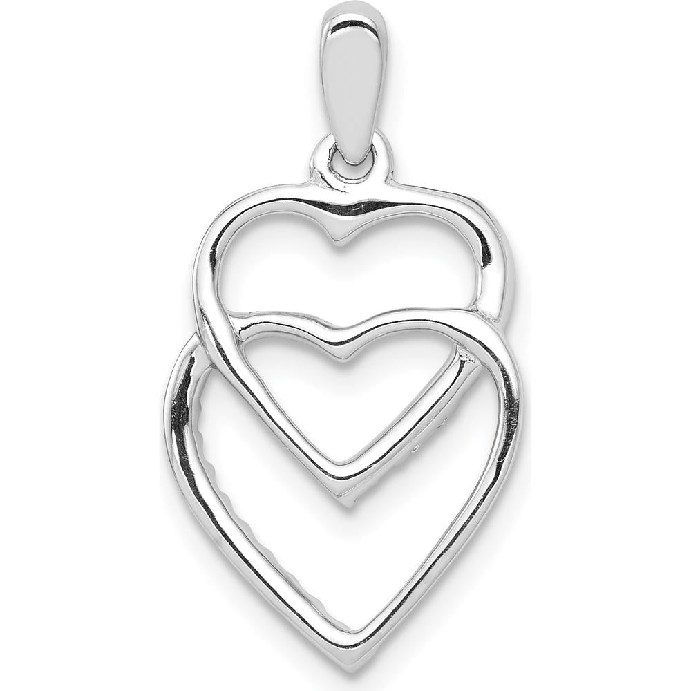 14K White Gold Diamond Entwined Hearts Pendant - 0.10 Carat Total Diamond Weight by Monteluci Fine Jewelry