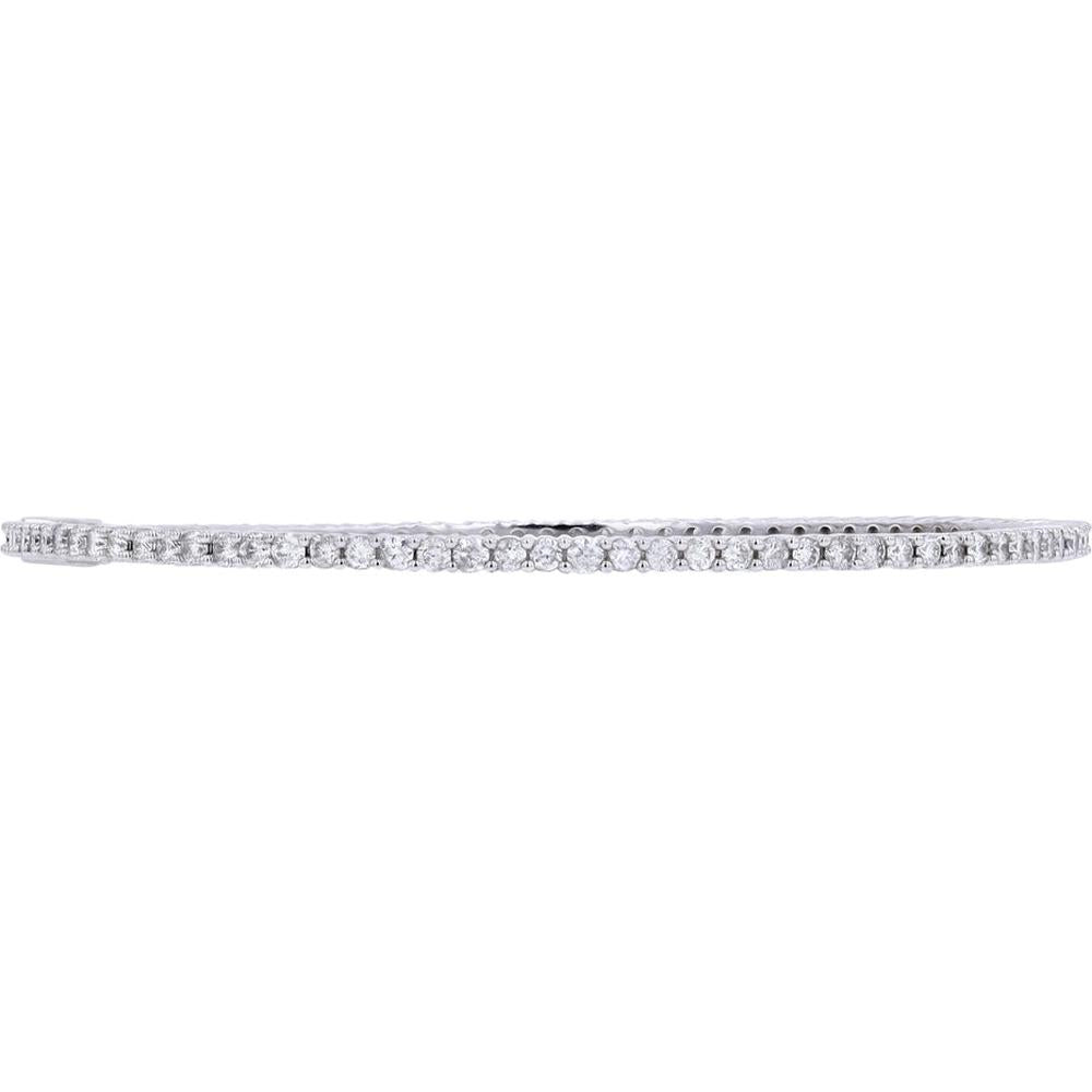 14K White Gold Diamond Eternity Bangle - 3.00 Carat Total Diamond Weight