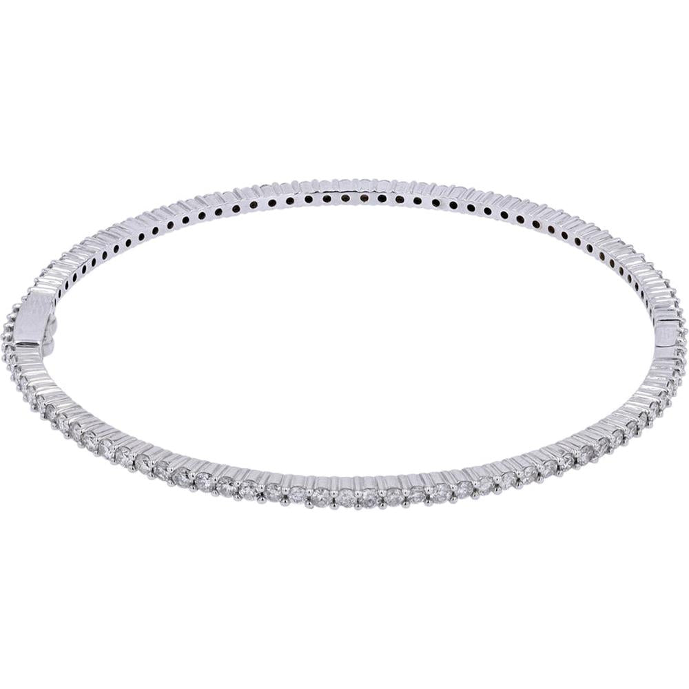 14K White Gold Diamond Eternity Bangle - 3.00 Carat Total Diamond Weight