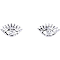 14K White Gold Diamond Eye Stud Earrings - 0.14 Carats Total Diamond Weight