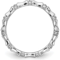 14K White Gold Diamond Fancy Bamboo Ring with Round Brilliant-Cut Diamonds - 0.22 Carat Total Diamond Weight by 0