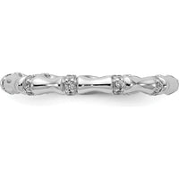 14K White Gold Diamond Fancy Bamboo Ring with Round Brilliant-Cut Diamonds - 0.22 Carat Total Diamond Weight by 0