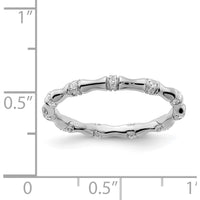 14K White Gold Diamond Fancy Bamboo Ring with Round Brilliant-Cut Diamonds - 0.22 Carat Total Diamond Weight by 0