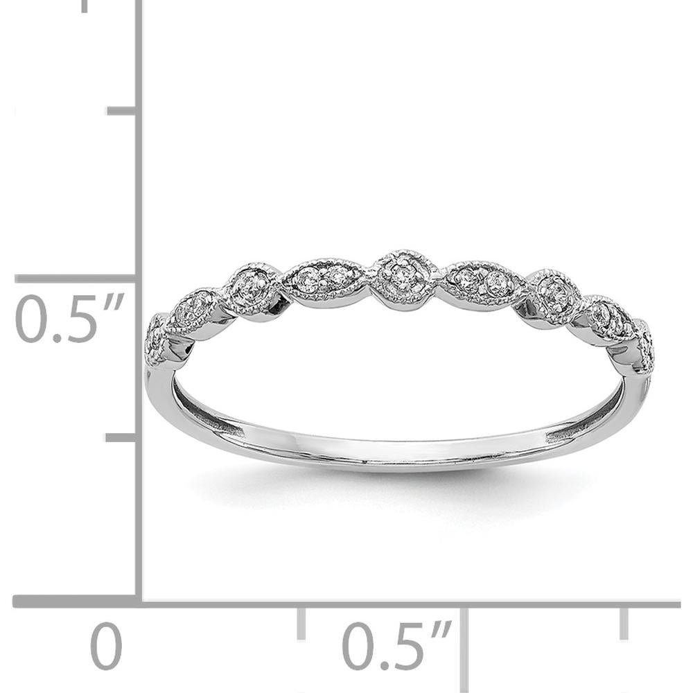14K White Gold Diamond Fancy Band with Round Brilliant Cut Diamonds - 0.045 Carat Total Diamond Weight by 0