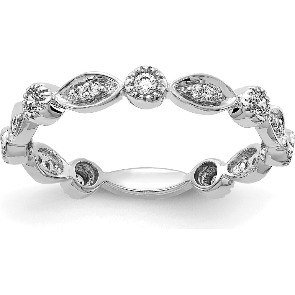14K White Gold Diamond Fancy Band with Round Diamonds - 0.03 Carat Total Diamond Weight by 0