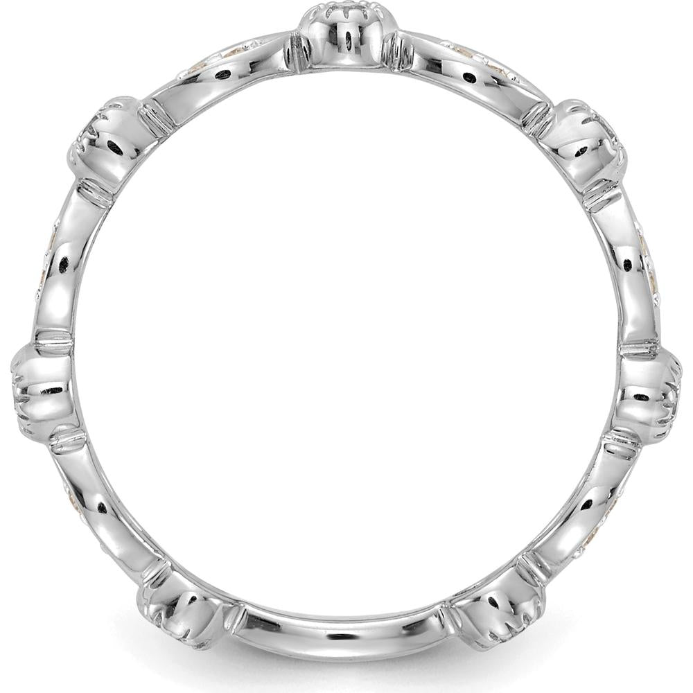 14K White Gold Diamond Fancy Band with Round Diamonds - 0.03 Carat Total Diamond Weight by 0