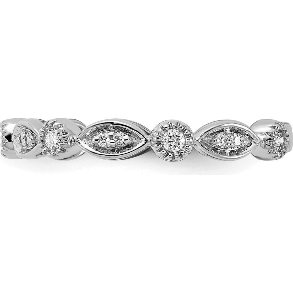 14K White Gold Diamond Fancy Band with Round Diamonds - 0.03 Carat Total Diamond Weight by 0