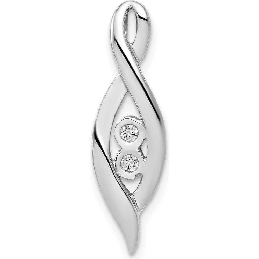 14K White Gold Diamond Fancy Chain Slide Pendant with 0.02 Carat Total Round Diamonds by Monteluci Fine Jewelry