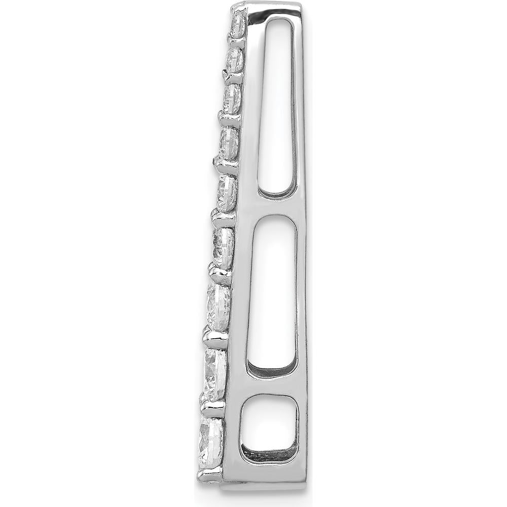 14K White Gold Diamond Fancy Chain Slide Pendant with 3/4 Carat Graduated Round Diamonds by Monteluci Fine Jewelry