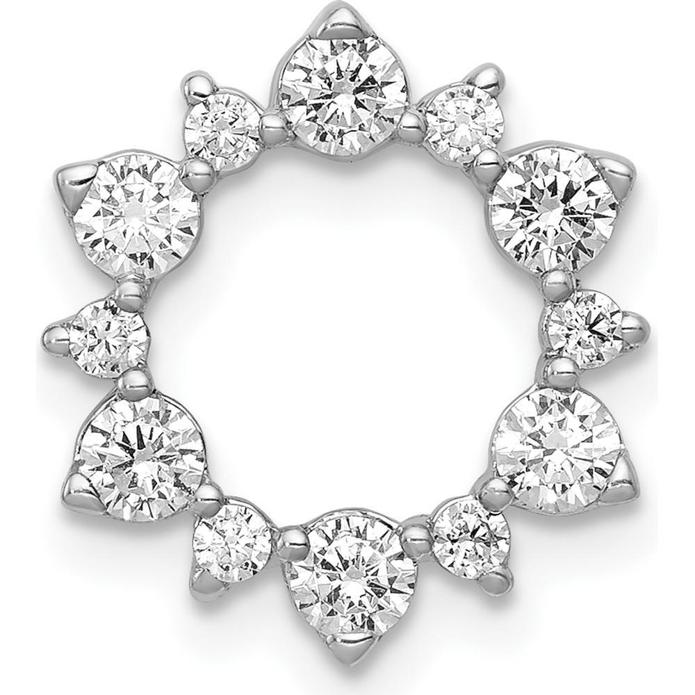14K White Gold Diamond Fancy Circle Chain Slide Pendant - 0.1025 Carat Total Diamond Weight by Monteluci Fine Jewelry