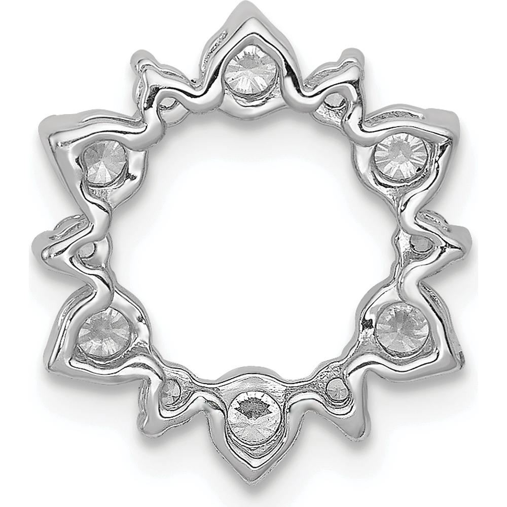 14K White Gold Diamond Fancy Circle Chain Slide Pendant - 0.1025 Carat Total Diamond Weight by Monteluci Fine Jewelry