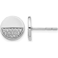 14K White Gold Diamond Fancy Circle Earrings with Natural Round Diamonds - 0.024 Carats Total Diamond Weight by Monteluci Fine Jewelry