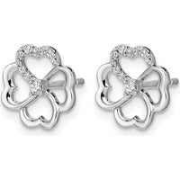 14K White Gold Diamond Fancy Clover Earrings with Round Diamonds - 0.036 Carats Total Diamond Weight by Monteluci Fine Jewelry