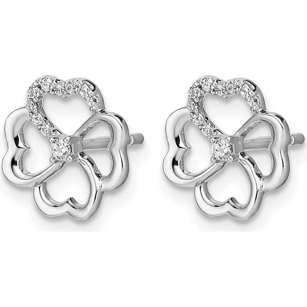 14K White Gold Diamond Fancy Clover Earrings with Round Diamonds - 0.036 Carats Total Diamond Weight by Monteluci Fine Jewelry