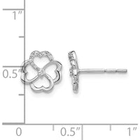 14K White Gold Diamond Fancy Clover Earrings with Round Diamonds - 0.036 Carats Total Diamond Weight by Monteluci Fine Jewelry