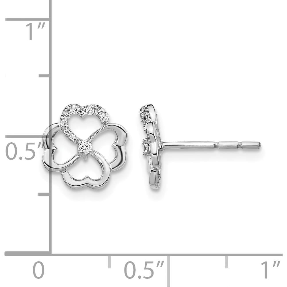 14K White Gold Diamond Fancy Clover Earrings with Round Diamonds - 0.036 Carats Total Diamond Weight by Monteluci Fine Jewelry