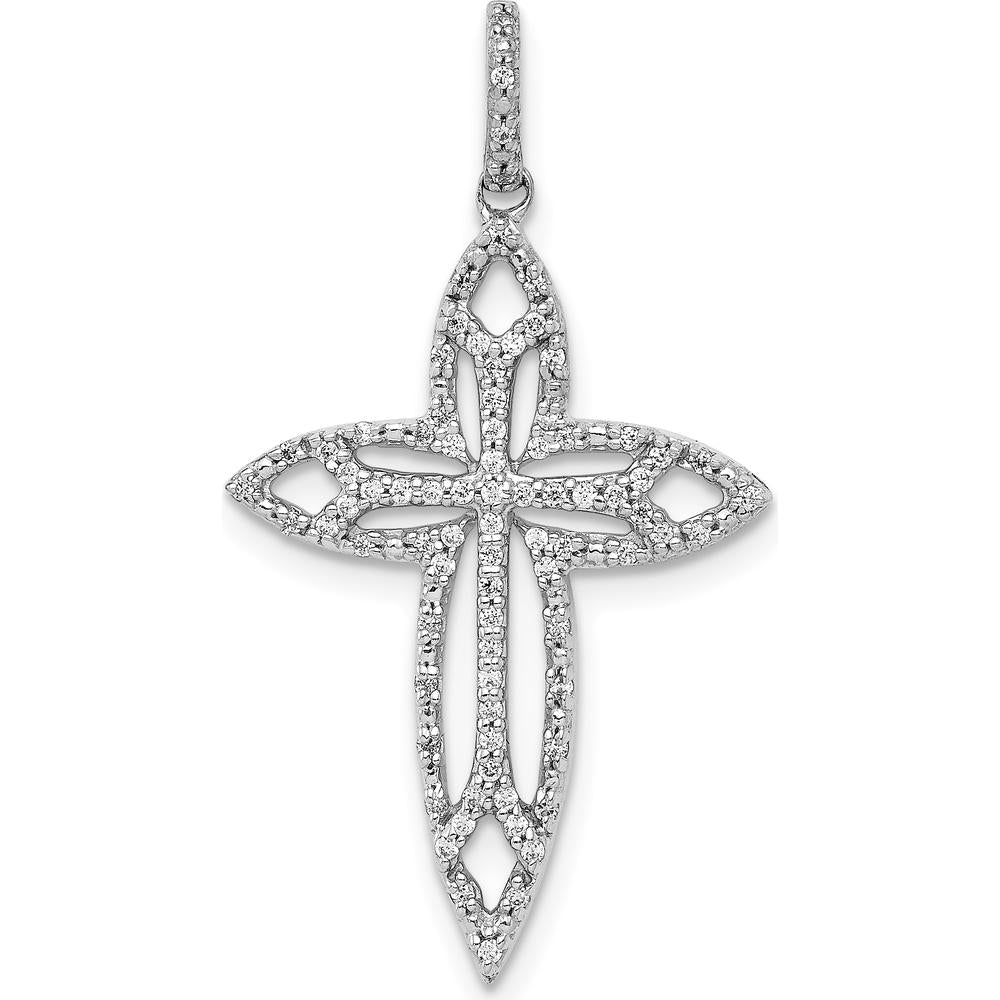 14K White Gold Diamond Fancy Cross Pendant with 1/4 Carat of Round Diamonds by Monteluci Fine Jewelry