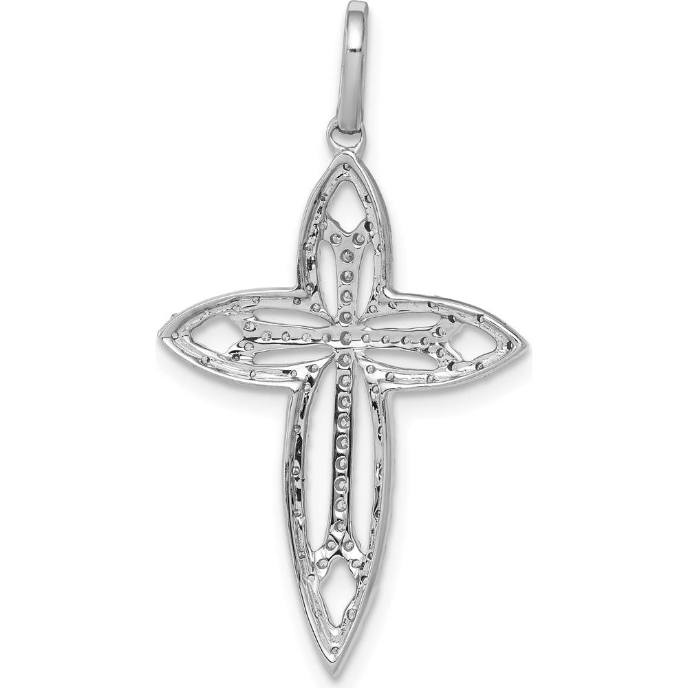 14K White Gold Diamond Fancy Cross Pendant with 1/4 Carat of Round Diamonds by Monteluci Fine Jewelry