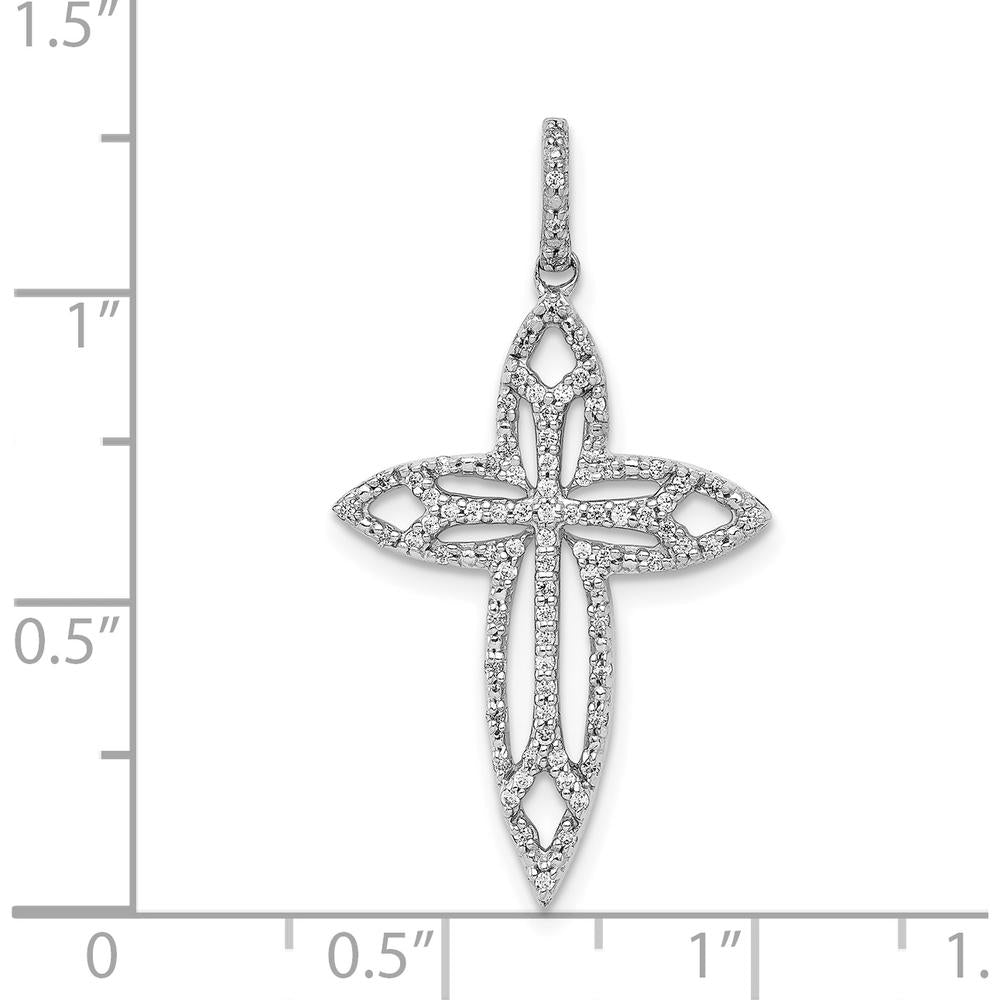 14K White Gold Diamond Fancy Cross Pendant with 1/4 Carat of Round Diamonds by Monteluci Fine Jewelry