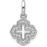 14K White Gold Diamond Fancy Cross Pendant with Round Diamonds - 0.10 Carat Total Diamond Weight by Monteluci Fine Jewelry