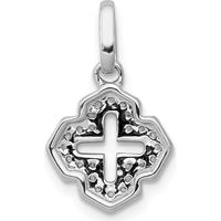 14K White Gold Diamond Fancy Cross Pendant with Round Diamonds - 0.10 Carat Total Diamond Weight by Monteluci Fine Jewelry