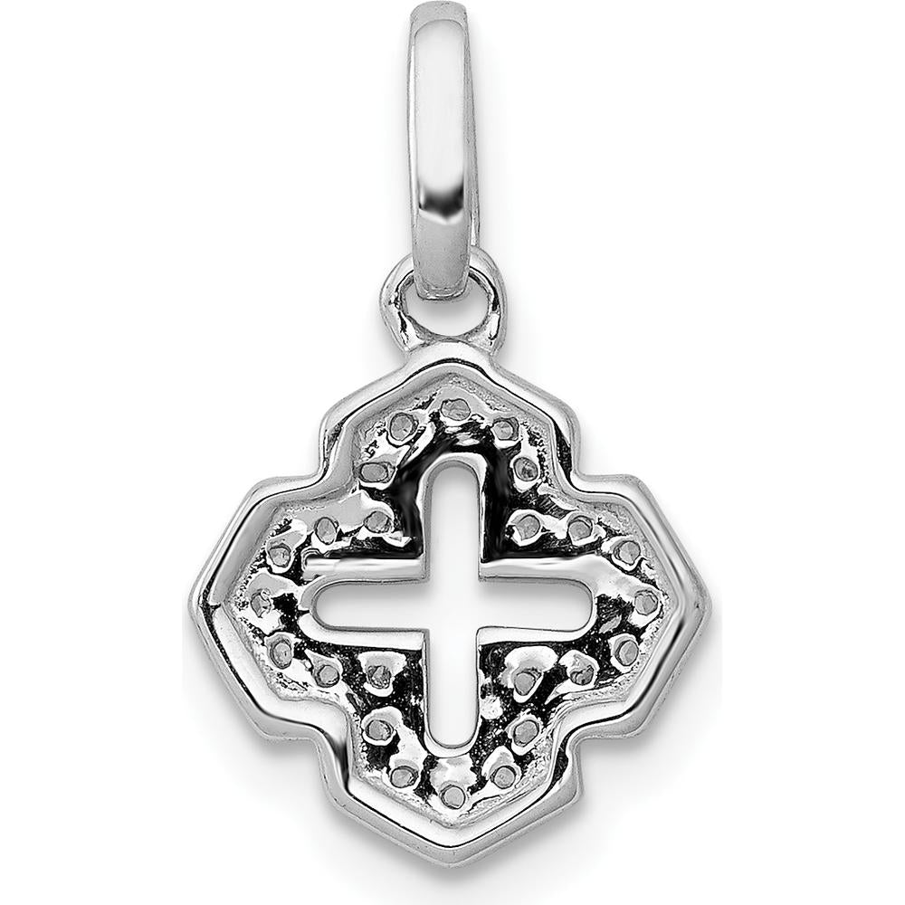 14K White Gold Diamond Fancy Cross Pendant with Round Diamonds - 0.10 Carat Total Diamond Weight by Monteluci Fine Jewelry