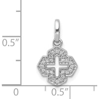 14K White Gold Diamond Fancy Cross Pendant with Round Diamonds - 0.10 Carat Total Diamond Weight by Monteluci Fine Jewelry