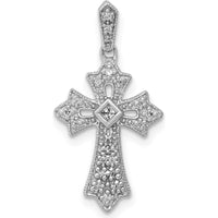 14K White Gold Diamond Fancy Cross Pendant with Square and Round Diamonds - 0.03 Carat Total Diamond Weight by Monteluci Fine Jewelry