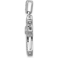 14K White Gold Diamond Fancy Cross Pendant with Square and Round Diamonds - 0.03 Carat Total Diamond Weight by Monteluci Fine Jewelry
