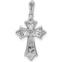 14K White Gold Diamond Fancy Cross Pendant with Square and Round Diamonds - 0.03 Carat Total Diamond Weight by Monteluci Fine Jewelry