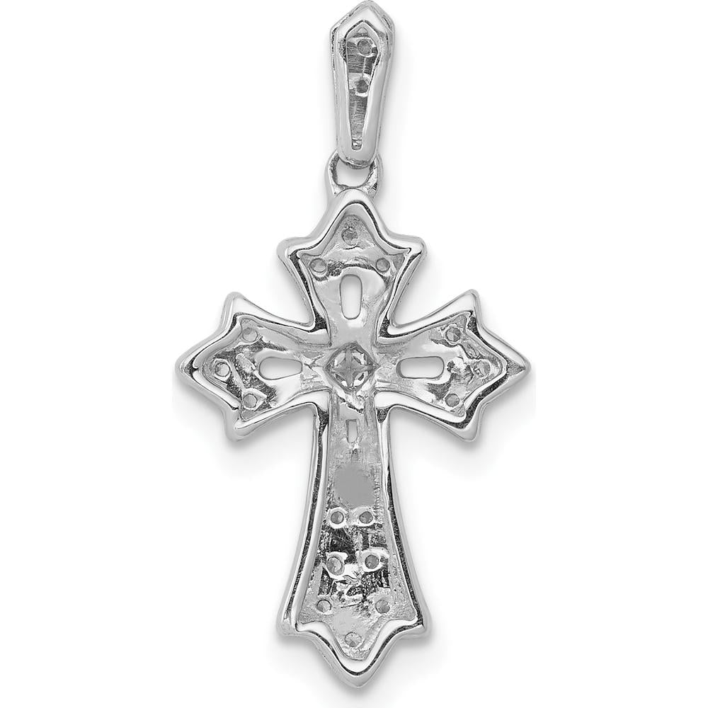 14K White Gold Diamond Fancy Cross Pendant with Square and Round Diamonds - 0.03 Carat Total Diamond Weight by Monteluci Fine Jewelry