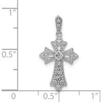 14K White Gold Diamond Fancy Cross Pendant with Square and Round Diamonds - 0.03 Carat Total Diamond Weight by Monteluci Fine Jewelry