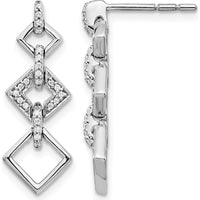 14K White Gold Diamond Fancy Dangle Earrings with 0.06 Carats Total Round Diamonds by Monteluci Fine Jewelry