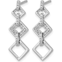 14K White Gold Diamond Fancy Dangle Earrings with 0.06 Carats Total Round Diamonds by Monteluci Fine Jewelry