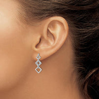 14K White Gold Diamond Fancy Dangle Earrings with 0.06 Carats Total Round Diamonds by Monteluci Fine Jewelry
