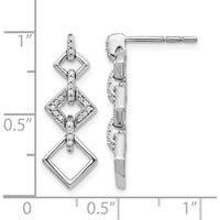 14K White Gold Diamond Fancy Dangle Earrings with 0.06 Carats Total Round Diamonds by Monteluci Fine Jewelry
