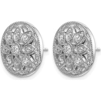 14K White Gold Diamond Fancy Floral Button Stud Earrings - 0.09 Carats Total Diamond Weight by Monteluci Fine Jewelry