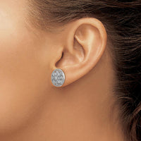 14K White Gold Diamond Fancy Floral Button Stud Earrings - 0.09 Carats Total Diamond Weight by Monteluci Fine Jewelry