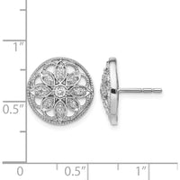 14K White Gold Diamond Fancy Floral Button Stud Earrings - 0.09 Carats Total Diamond Weight by Monteluci Fine Jewelry